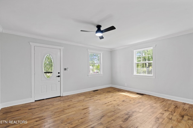 207 N Laurel Cir, Knoxville, TN 37912 - foyer featuring ornamental molding, wood finished floors, ceiling fan, and baseboards