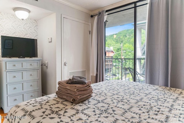 685 River Rd Unit 314, Gatlinburg, TN 37738 - bedroom featuring access to exterior and ornamental molding