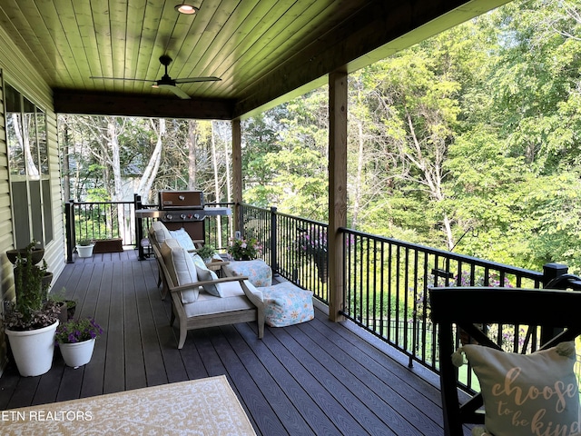 101 Dudala Way, Loudon, TN 37774 - deck featuring a ceiling fan and a grill