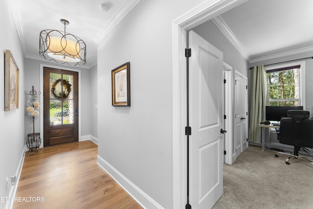 101 Dudala Way, Loudon, TN 37774 - entrance foyer featuring ornamental molding, a chandelier, and light wood-style floors