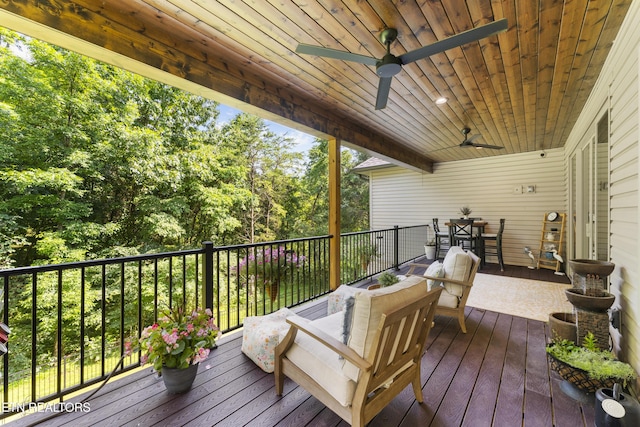 101 Dudala Way, Loudon, TN 37774 - wooden deck featuring ceiling fan and outdoor dining area