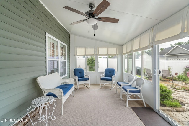 128 Hackberry St, Oak Ridge, TN 37830 - sunroom featuring ceiling fan and lofted ceiling