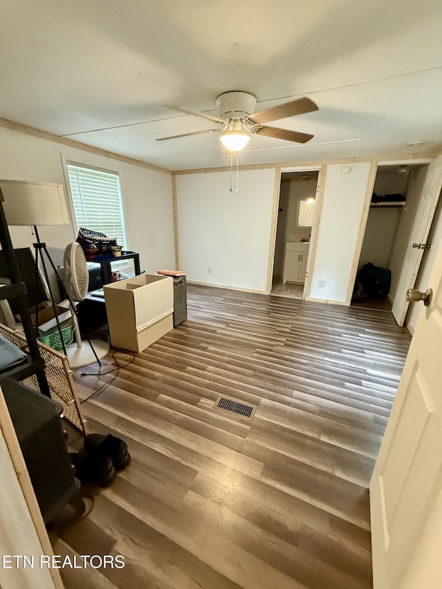 489 Trimmer Ln, Jamestown, TN 38556 - bedroom with wood finished floors and ceiling fan