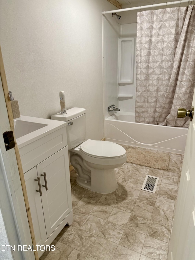 489 Trimmer Ln, Jamestown, TN 38556 - full bathroom with shower / bathtub combination with curtain, vanity, and toilet