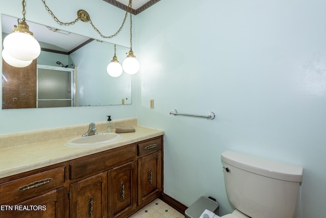 1502 Woodbury Ct, Maryville, TN 37803 - bathroom with vanity, toilet, a shower with door, and tile patterned floors