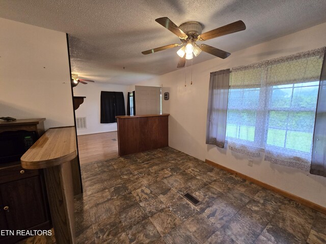 288 Machine Branch Rd, Ewing, VA 24248 - kitchen featuring a ceiling fan, a textured ceiling, and baseboards
