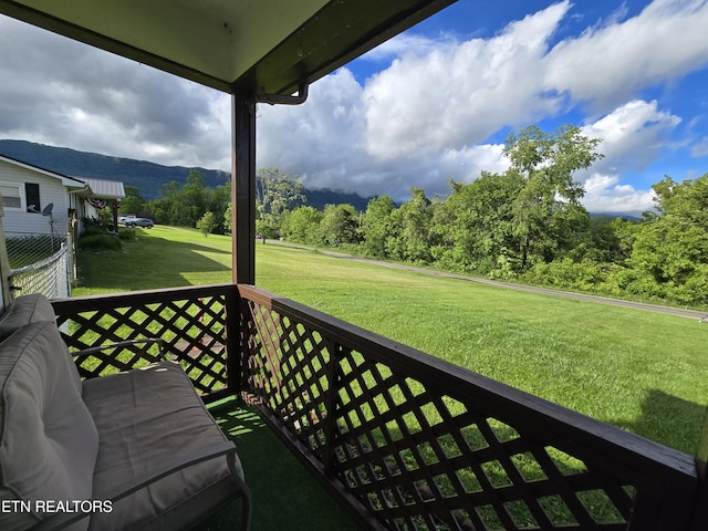 288 Machine Branch Rd, Ewing, VA 24248 - wooden terrace with a lawn and a mountain view