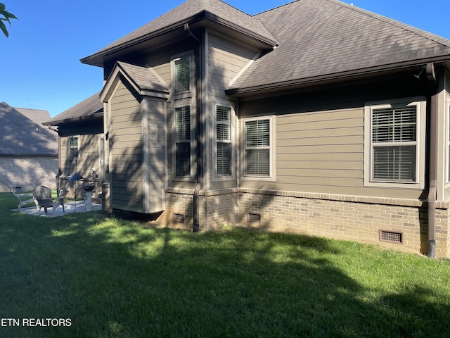 103 Crossroads Blvd, Oak Ridge, TN 37830 - view of property exterior with crawl space, a lawn, and roof with shingles