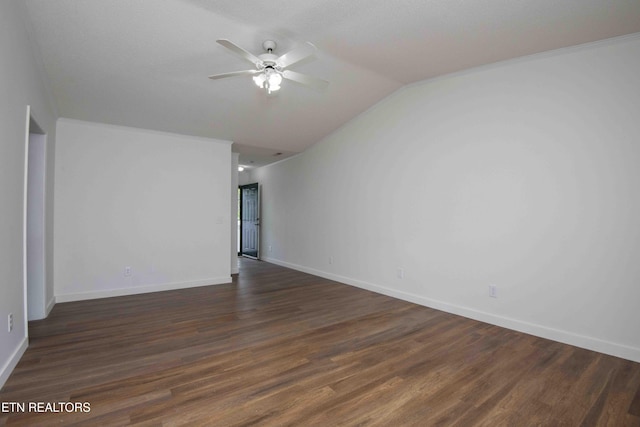 1713 Sails Way, Knoxville, TN 37932 - unfurnished room with a ceiling fan, lofted ceiling, baseboards, and dark wood-style floors