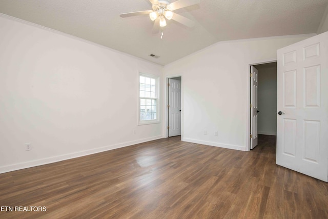 1713 Sails Way, Knoxville, TN 37932 - unfurnished bedroom with vaulted ceiling, dark wood finished floors, baseboards, crown molding, and ceiling fan