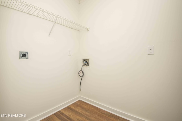 1713 Sails Way, Knoxville, TN 37932 - laundry area featuring washer hookup, baseboards, dark wood-type flooring, and hookup for an electric dryer