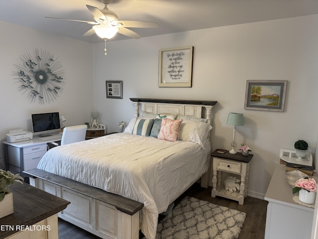 740 Sterchi Park Way Unit F7, Knoxville, TN 37912 - bedroom with dark wood-type flooring, baseboards, and a ceiling fan