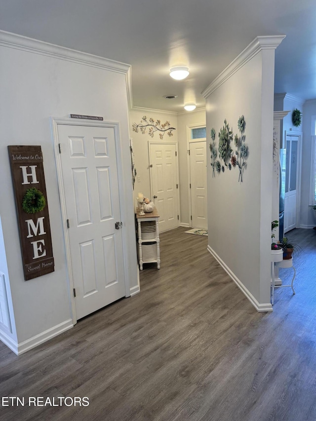 740 Sterchi Park Way Unit F7, Knoxville, TN 37912 - hallway with dark wood-type flooring, crown molding, and baseboards