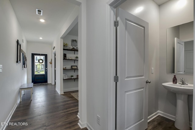 12017 Spearmint Ln, Knoxville, TN 37932 - hallway with dark wood-style flooring and baseboards