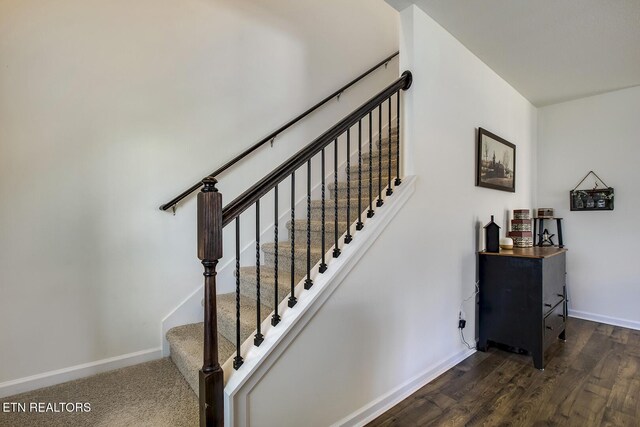 12017 Spearmint Ln, Knoxville, TN 37932 - stairway featuring baseboards and wood finished floors