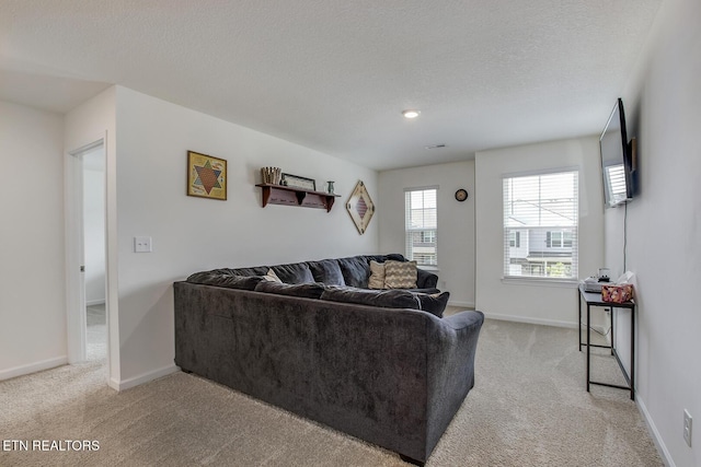 12017 Spearmint Ln, Knoxville, TN 37932 - living area featuring light carpet, a textured ceiling, and baseboards