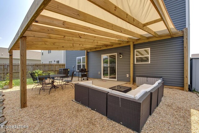 12017 Spearmint Ln, Knoxville, TN 37932 - view of patio / terrace with cooling unit, outdoor dining space, an outdoor hangout area, and grilling area