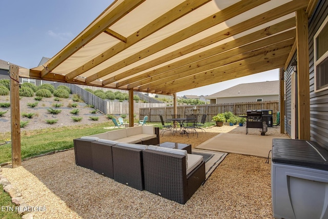 12017 Spearmint Ln, Knoxville, TN 37932 - fenced backyard with a patio, an outdoor living space, and outdoor dining area