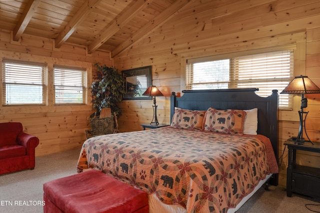 2405 Autumn Valley Way, Pigeon Forge, TN 37862 - bedroom with wood walls, carpet flooring, and wood ceiling