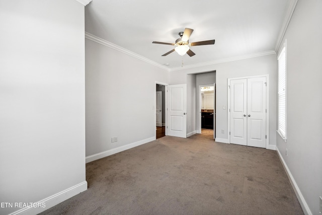 12167 Inglecrest Ln, Knoxville, TN 37934 - unfurnished bedroom with carpet, ornamental molding, baseboards, and a closet