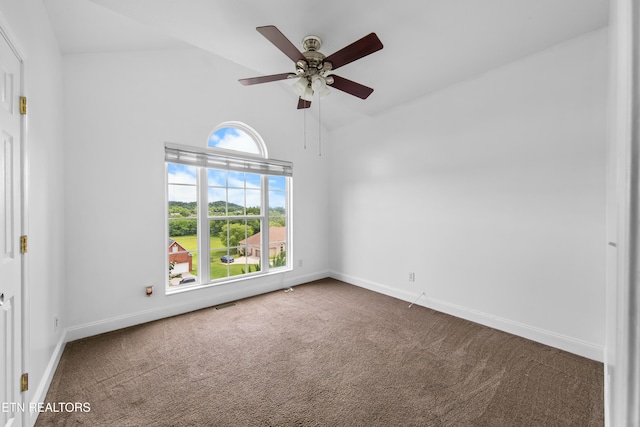 128 Harbour View Way, Kingston, TN 37763 - empty room with carpet floors, a ceiling fan, baseboards, and high vaulted ceiling