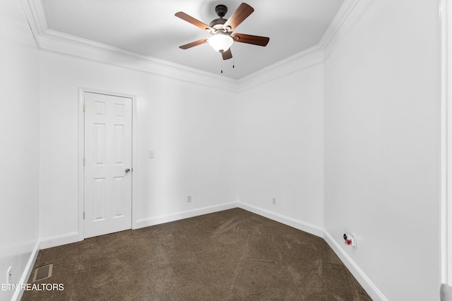 128 Harbour View Way, Kingston, TN 37763 - unfurnished room featuring dark carpet, a ceiling fan, ornamental molding, and baseboards