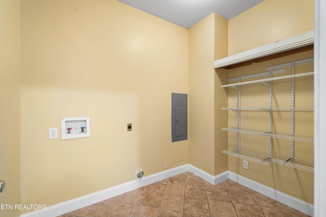 128 Harbour View Way, Kingston, TN 37763 - washroom with electric panel, washer hookup, electric dryer hookup, baseboards, and tile patterned floors