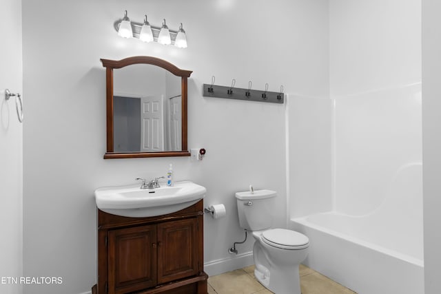 128 Harbour View Way, Kingston, TN 37763 - bathroom featuring vanity, tile patterned floors, toilet, baseboards, and shower / bath combination
