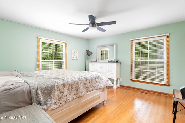 106 Morgan Rd, Oak Ridge, TN 37830 - bedroom with light wood-style flooring, baseboards, and ceiling fan