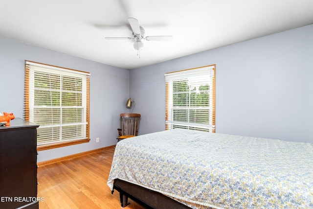 106 Morgan Rd, Oak Ridge, TN 37830 - bedroom featuring light wood-style flooring, baseboards, and ceiling fan