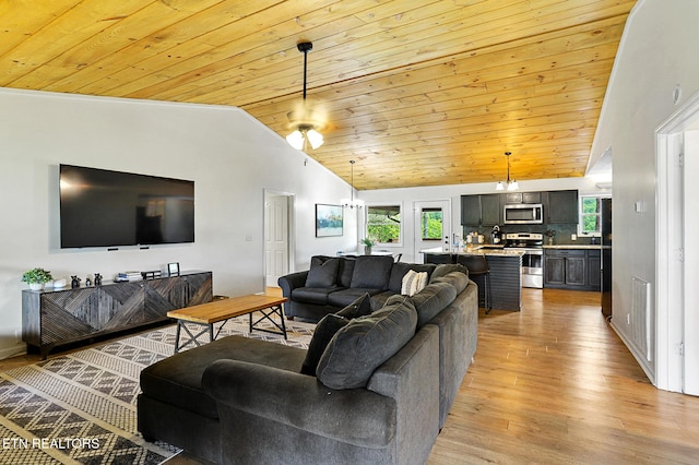 3050 Patty View Way, Sevierville, TN 37862 - living area featuring lofted ceiling, wood ceiling, light wood finished floors, and plenty of natural light