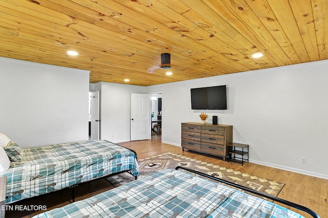 3050 Patty View Way, Sevierville, TN 37862 - bedroom featuring wooden ceiling, recessed lighting, baseboards, and wood finished floors