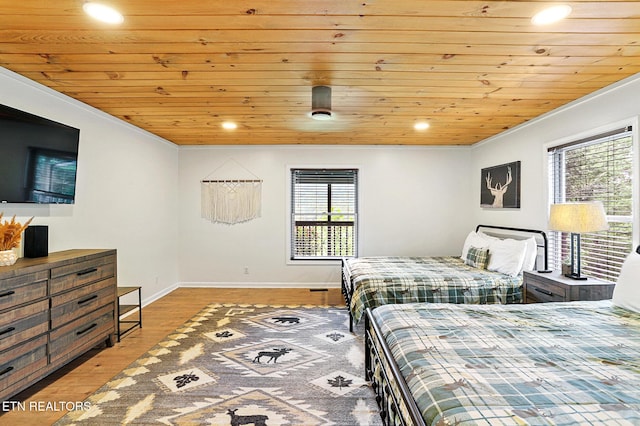 3050 Patty View Way, Sevierville, TN 37862 - bedroom featuring wood ceiling, wood finished floors, crown molding, recessed lighting, and baseboards