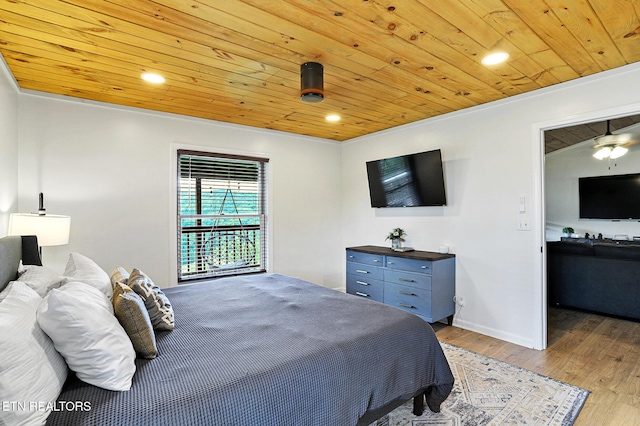 3050 Patty View Way, Sevierville, TN 37862 - bedroom with wood ceiling, light wood-type flooring, recessed lighting, and baseboards