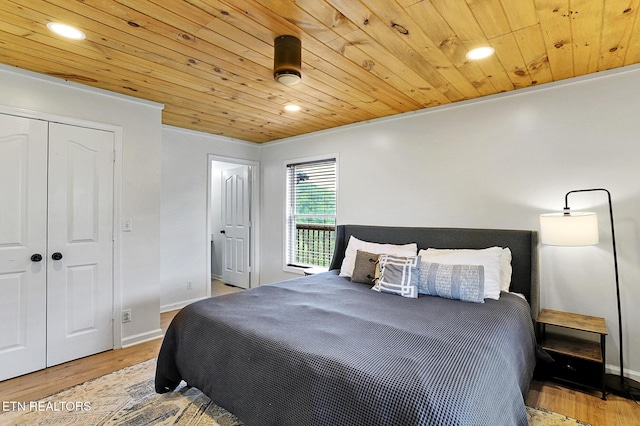 3050 Patty View Way, Sevierville, TN 37862 - bedroom with wood ceiling, wood finished floors, recessed lighting, baseboards, and a closet