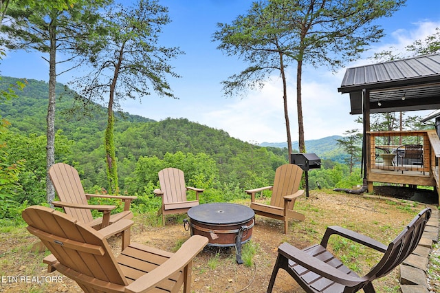 3050 Patty View Way, Sevierville, TN 37862 - view of yard with a fire pit, a mountain view, and a forest view