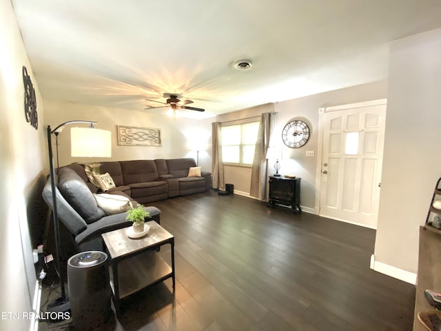 106 Apache Rd, Maryville, TN 37804 - living area featuring ceiling fan, baseboards, and dark wood finished floors