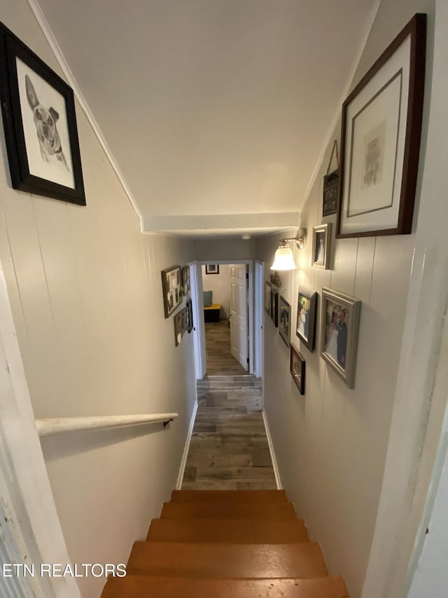 106 Apache Rd, Maryville, TN 37804 - staircase featuring wood finished floors and crown molding