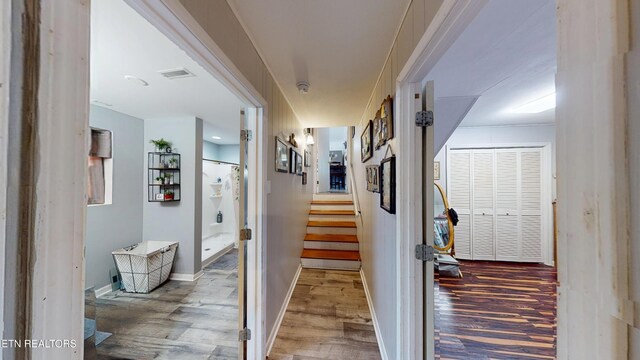 106 Apache Rd, Maryville, TN 37804 - corridor with wood finished floors, baseboards, and stairway