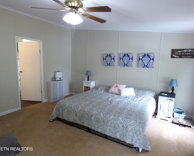 395 E Dumplin Valley Rd, Jefferson City, TN 37760 - carpeted bedroom with baseboards, crown molding, and a ceiling fan