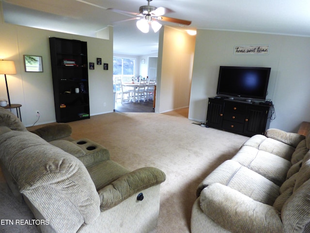 395 E Dumplin Valley Rd, Jefferson City, TN 37760 - carpeted living room featuring ceiling fan and baseboards