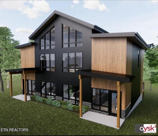 234 Caton Rd Unit 8, Sevierville, TN 37862 - back of house with stone siding and a lawn
