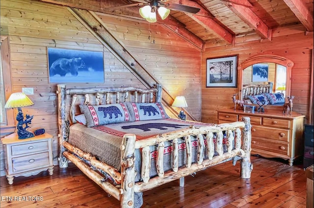 2438 Walnut Ridge Way, Sevierville, TN 37862 - bedroom featuring wooden walls, wooden ceiling, and wood-type flooring