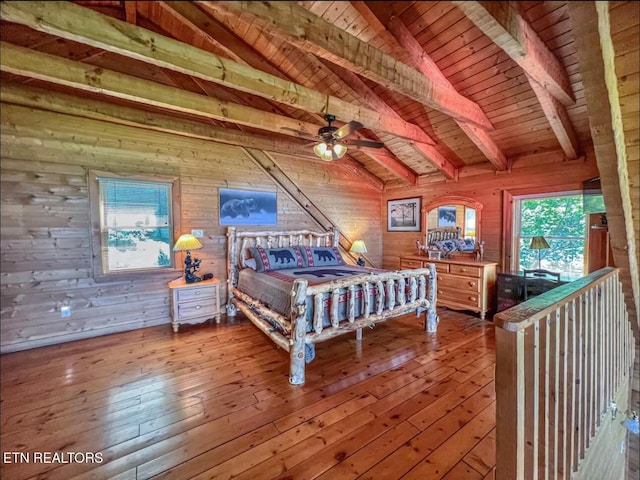 2438 Walnut Ridge Way, Sevierville, TN 37862 - bedroom with wooden ceiling, wooden walls, and wood-type flooring