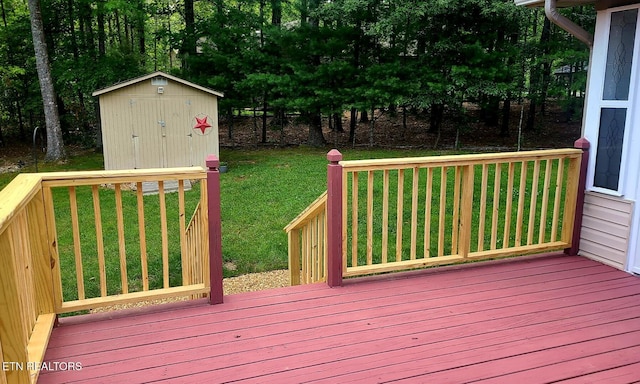 15 Felix Ct, Crossville, TN 38558 - wooden deck with a shed and a lawn