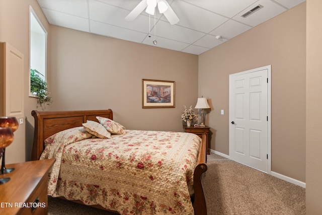 407 Tecumseh Pt, Loudon, TN 37774 - bedroom featuring carpet flooring, a drop ceiling, baseboards, and a ceiling fan