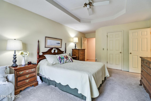 45 Calderwood Cir, Fairfield Glade, TN 38558 - bedroom featuring light colored carpet, a raised ceiling, and a ceiling fan