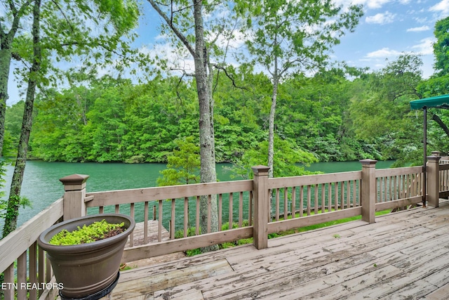 45 Calderwood Cir, Fairfield Glade, TN 38558 - deck featuring a water view and a view of trees