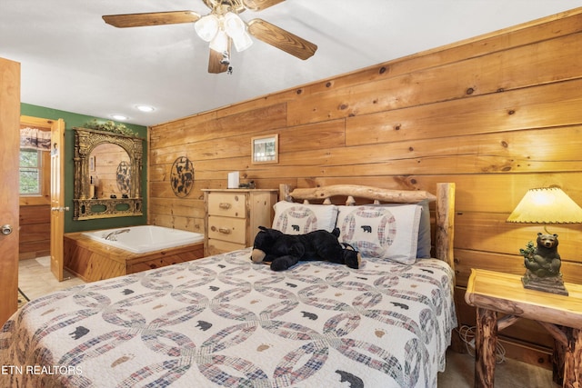 214 Tsali Way, Sevierville, TN 37876 - bedroom featuring wooden walls, a ceiling fan, and recessed lighting