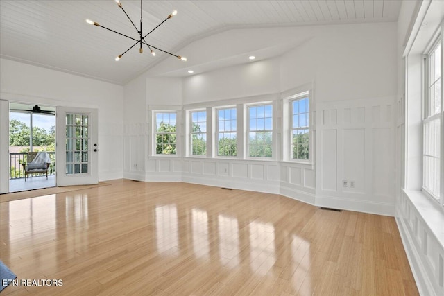 309 Southshore Dr, Greenback, TN 37742 - unfurnished sunroom with lofted ceiling and a chandelier